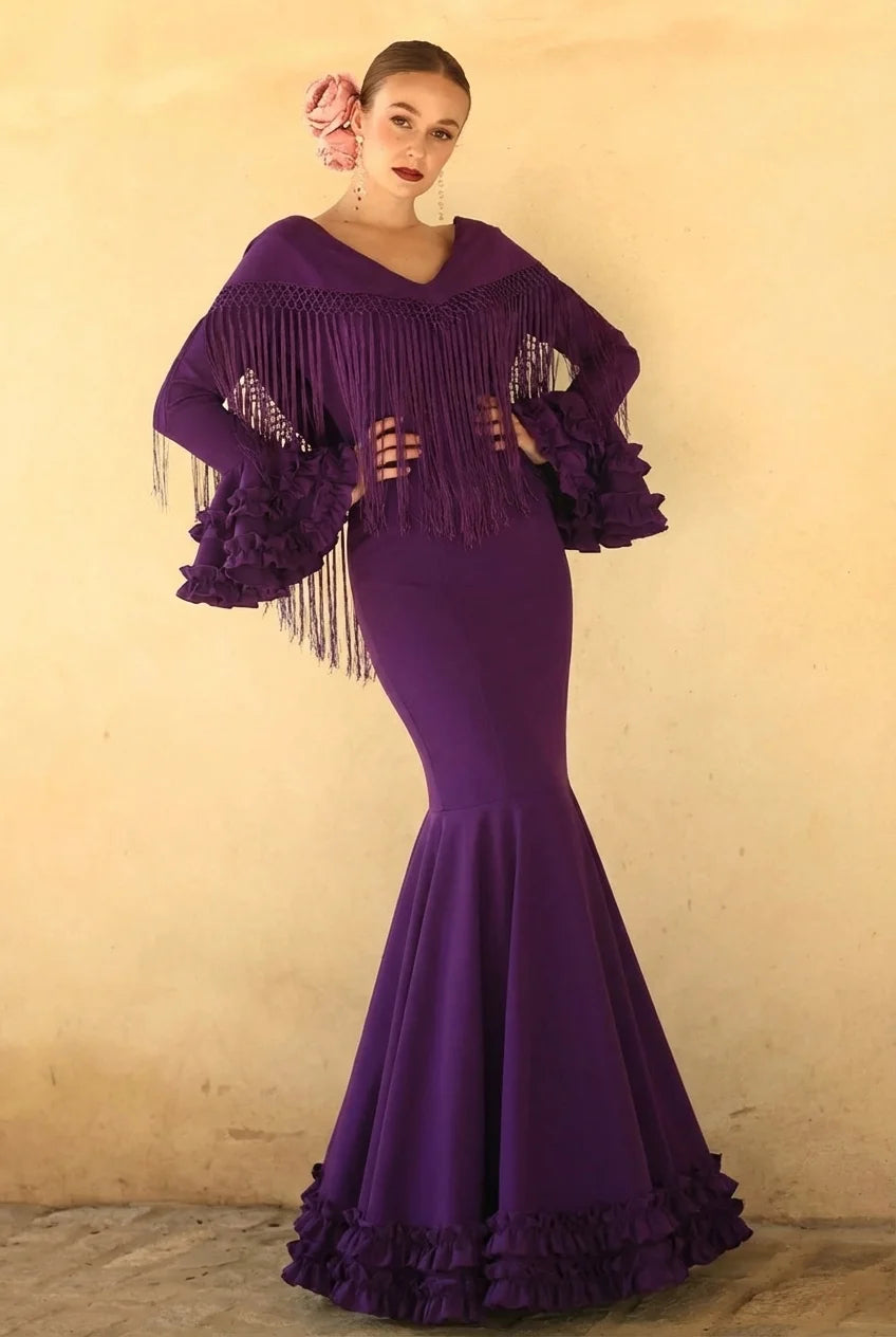 open lace back dress Vestido Flamenca Lilium Morado – Sibilina