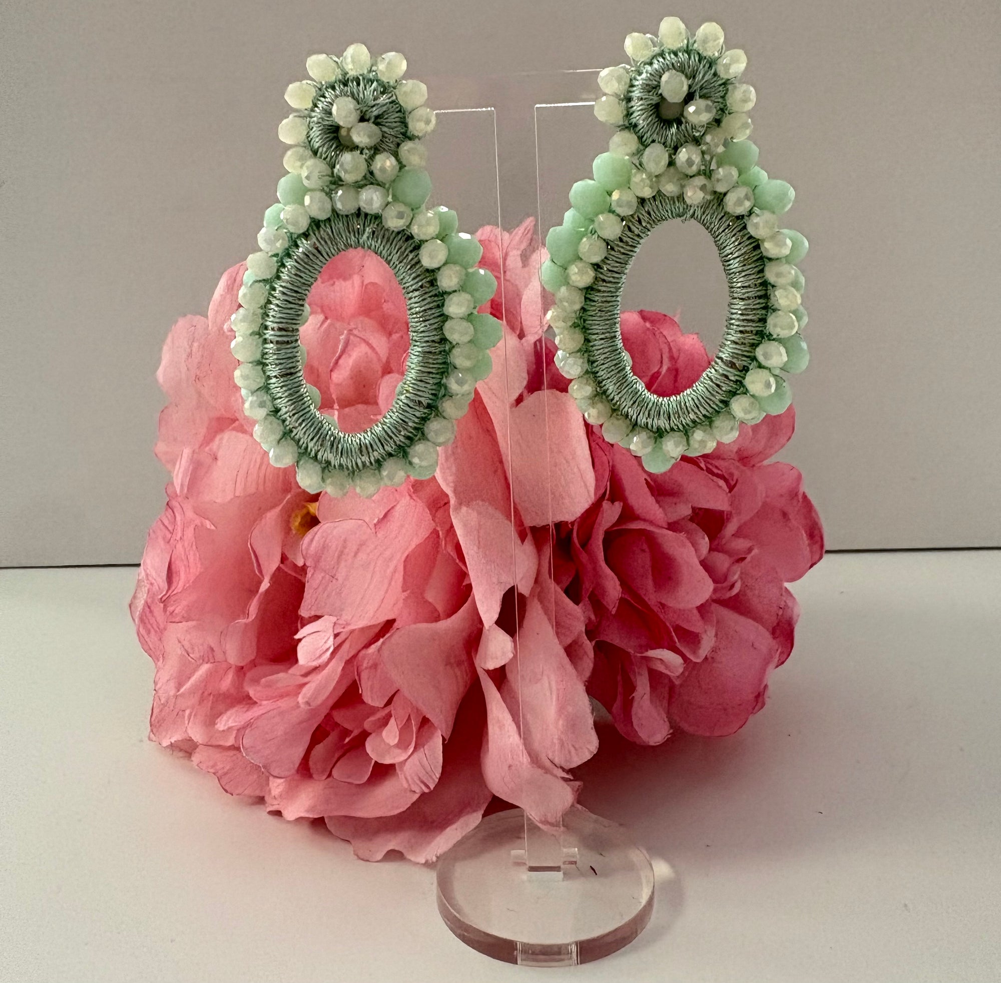 Pendientes bolas verde agua