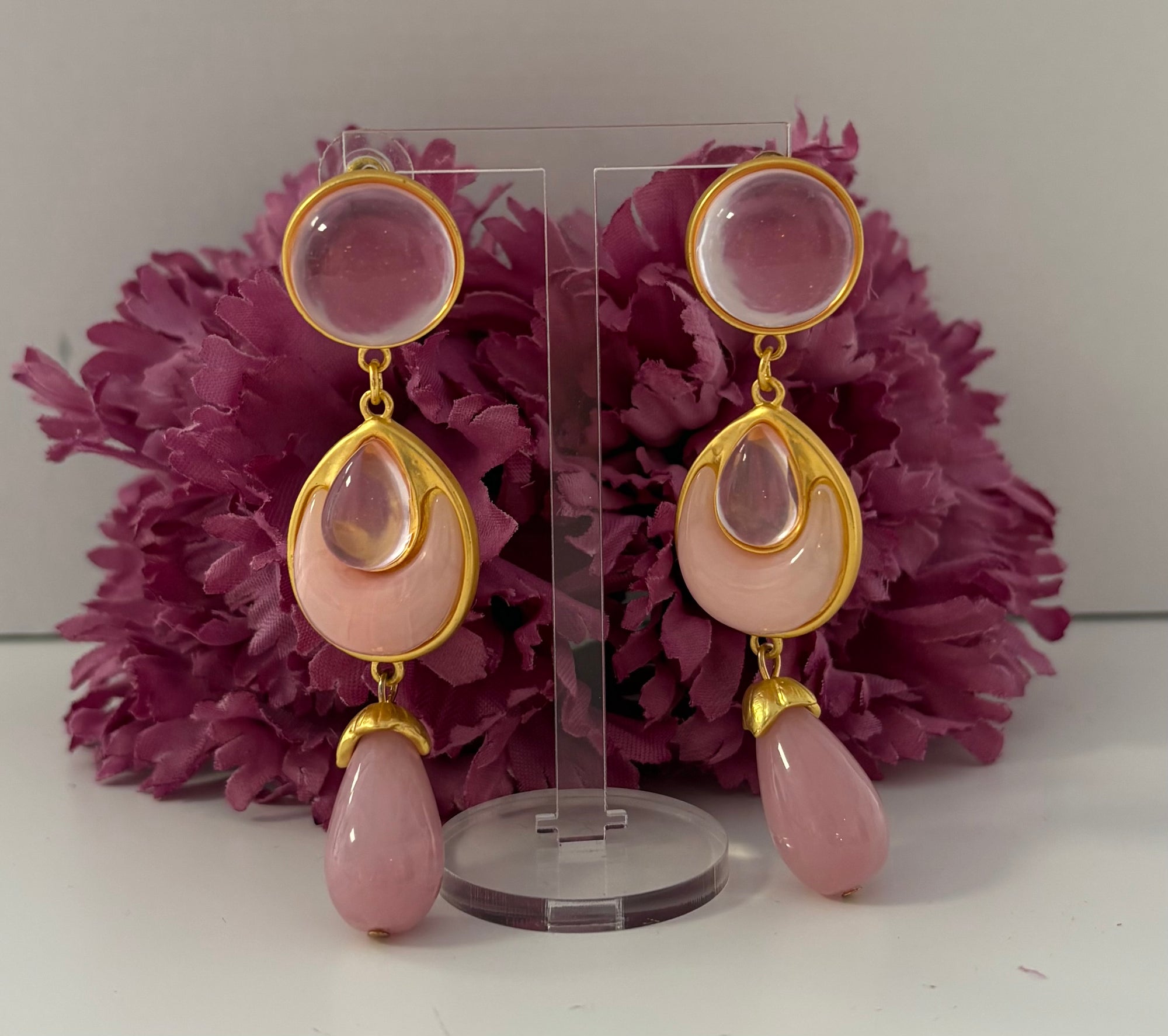Pendientes lagrimas rosa