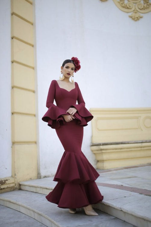 Vestido Flamenca Cayetana Burdeos