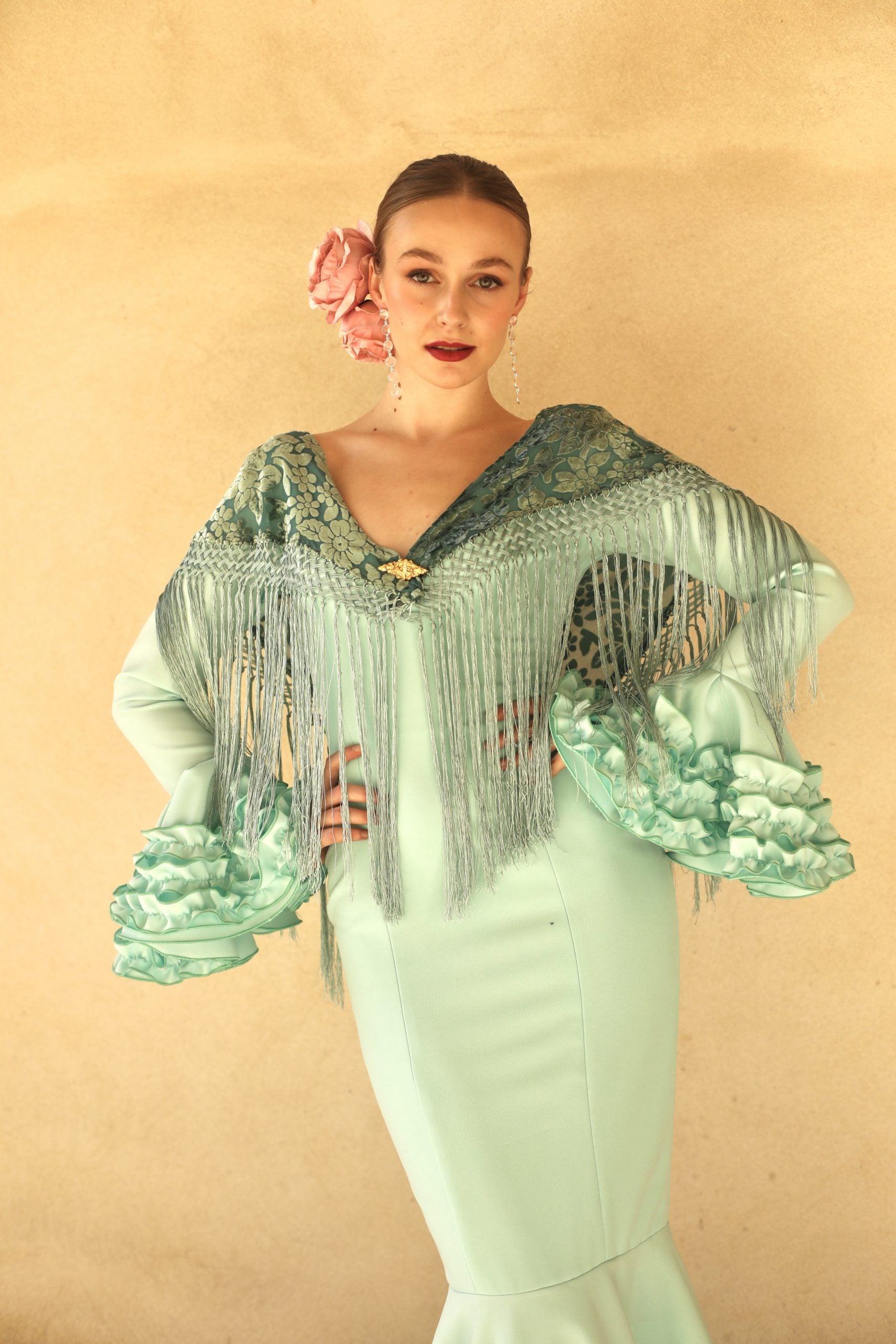 Vestido Flamenca Lilium Verde Agua