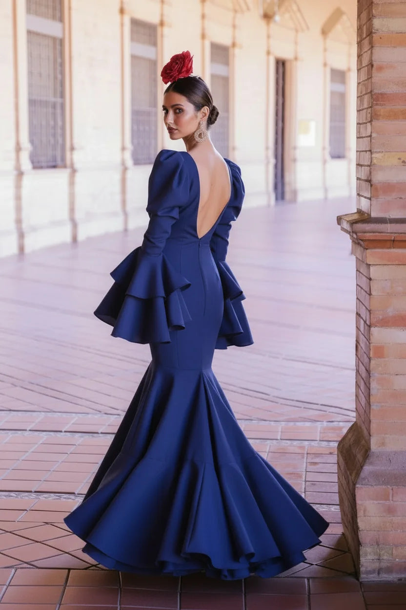 Vestido Flamenca Alba Azulina