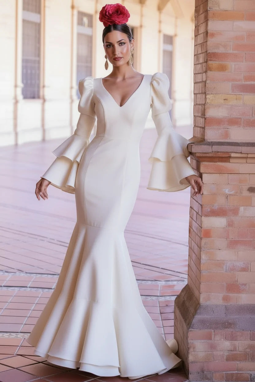 Vestido Flamenca Alba Beige