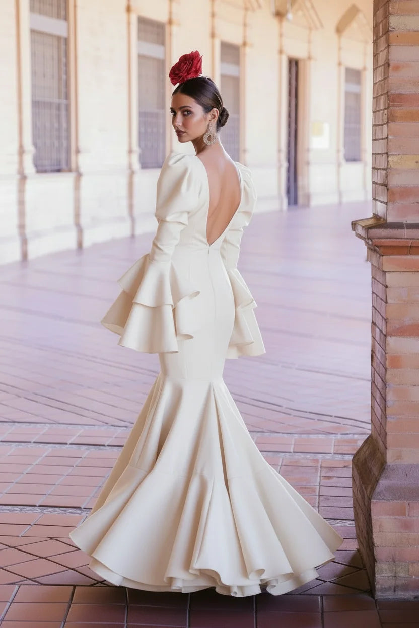 Vestido Flamenca Alba Beige
