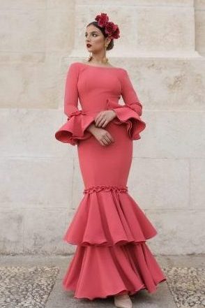 Vestido Flamenca Clavel Coral