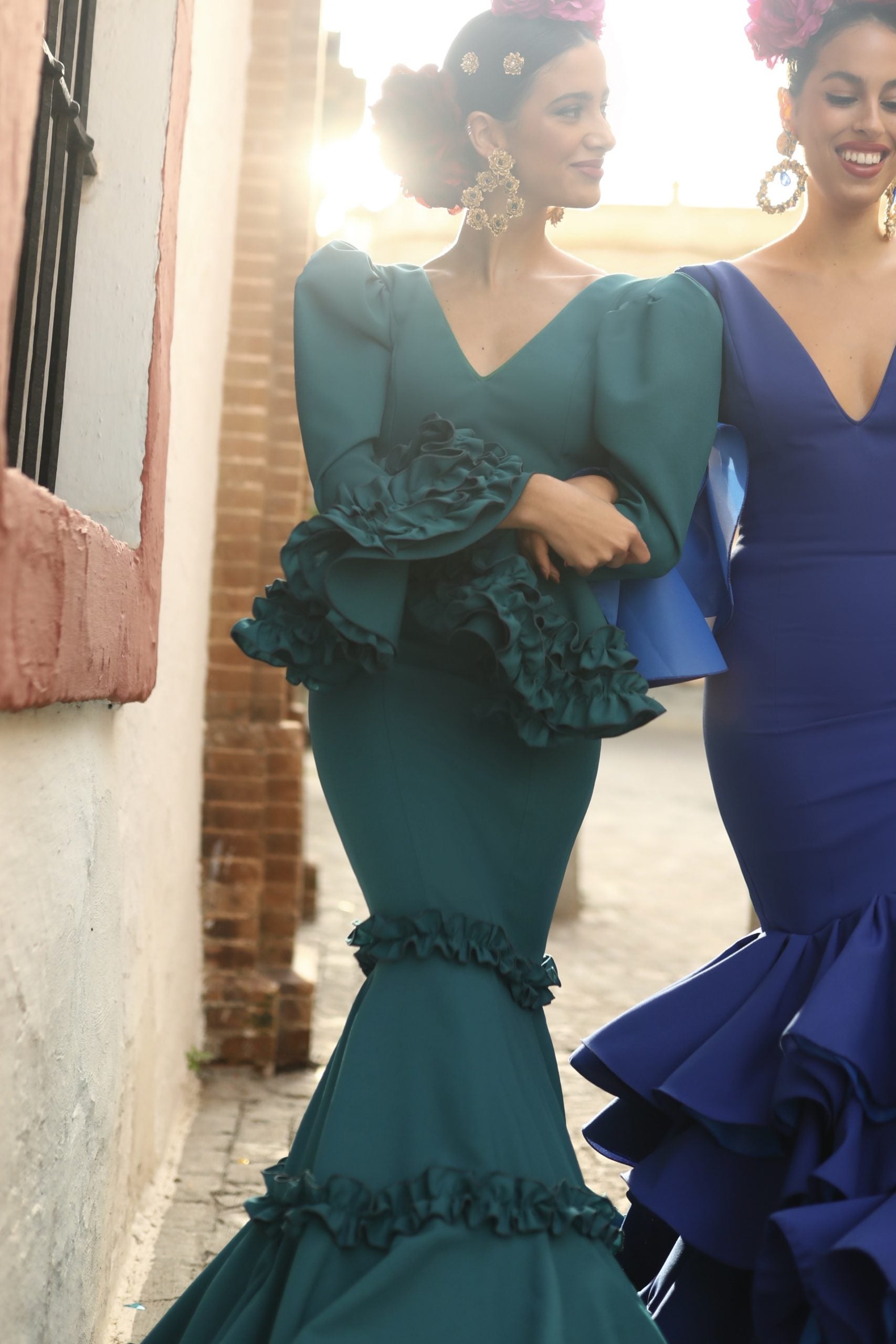 Vestido Flamenca Coral Esmeralda