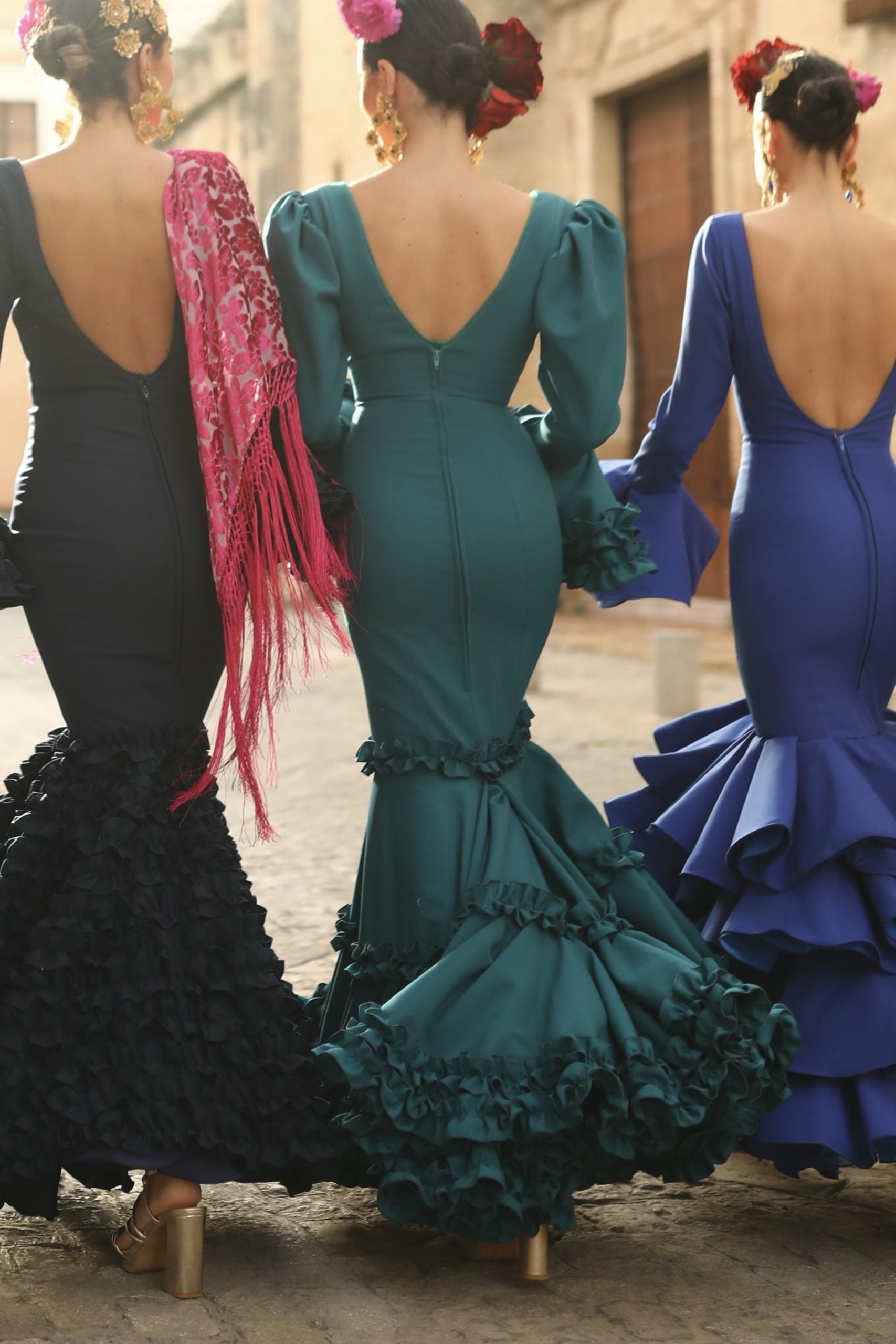 Vestido Flamenca Coral Esmeralda