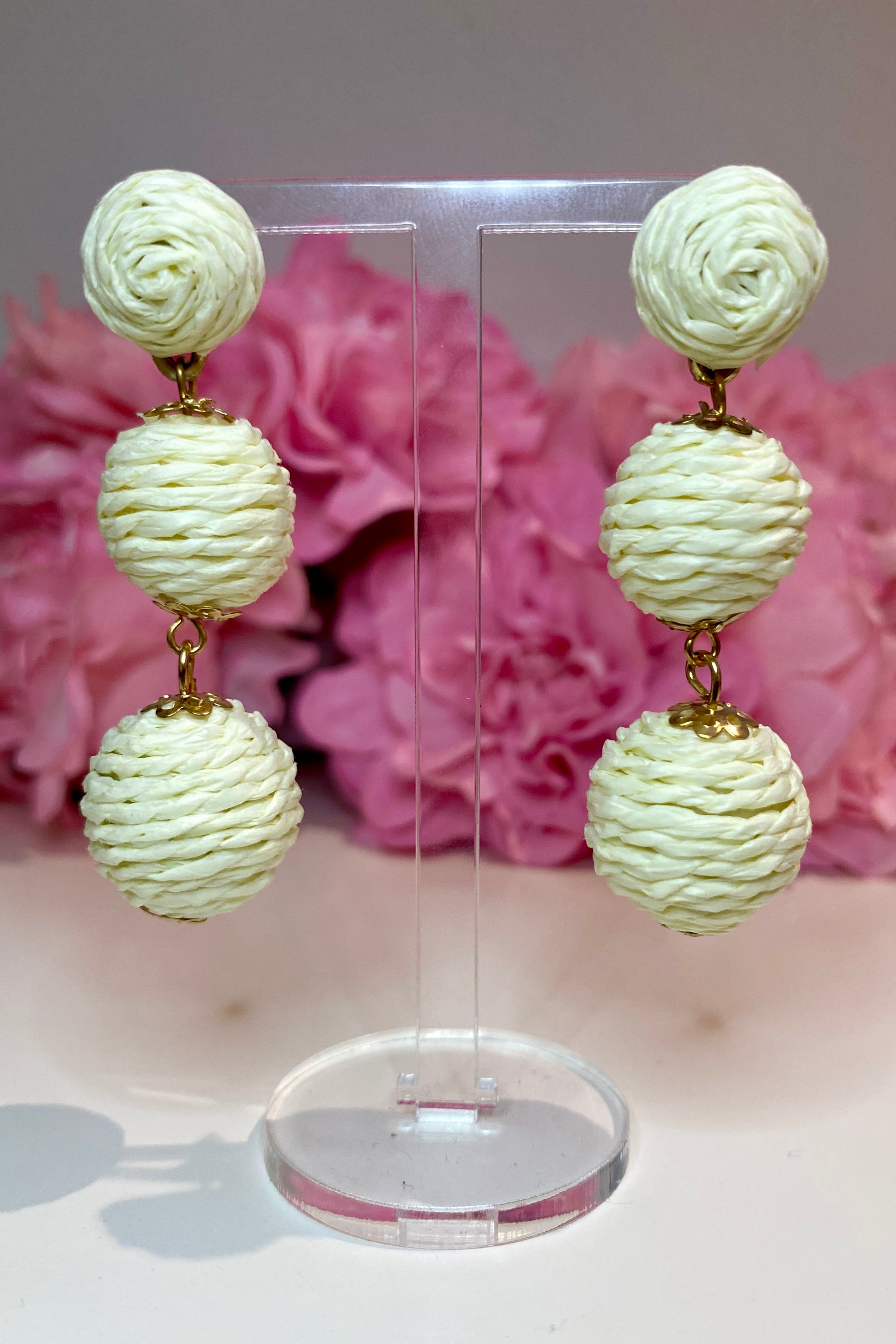 Pendientes Rafia Cadena Beige