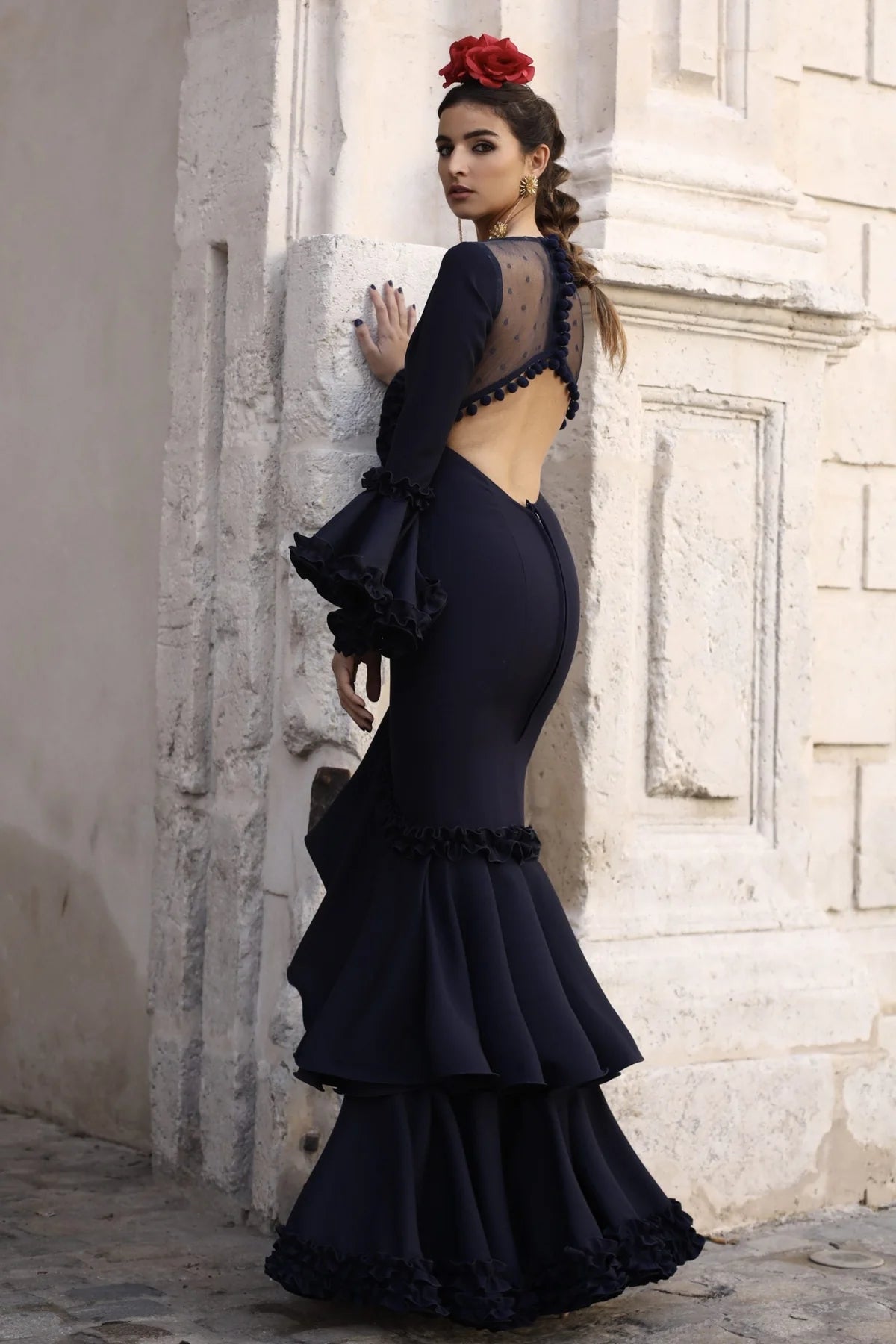 Vestido Flamenca Rocío Azul Noche