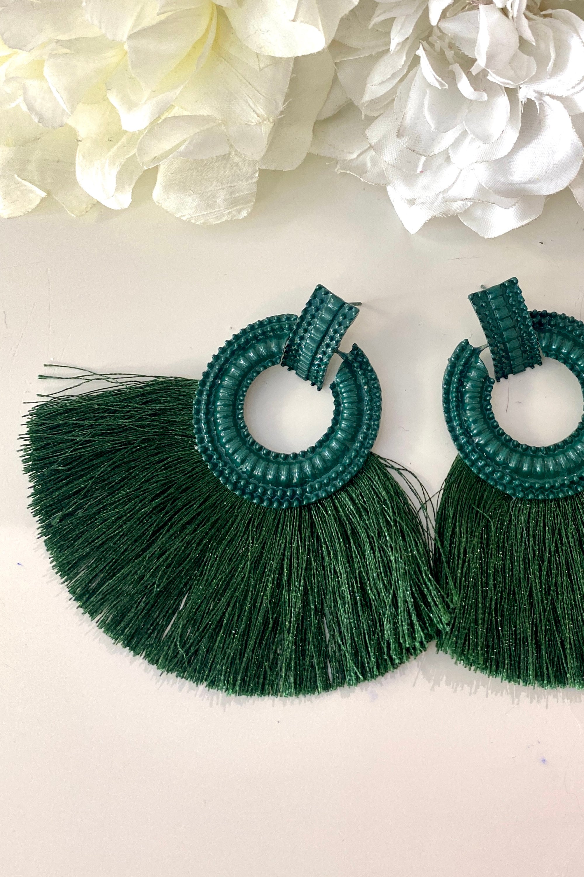 Palermo Silk Earrings with Bordeaux Fringe