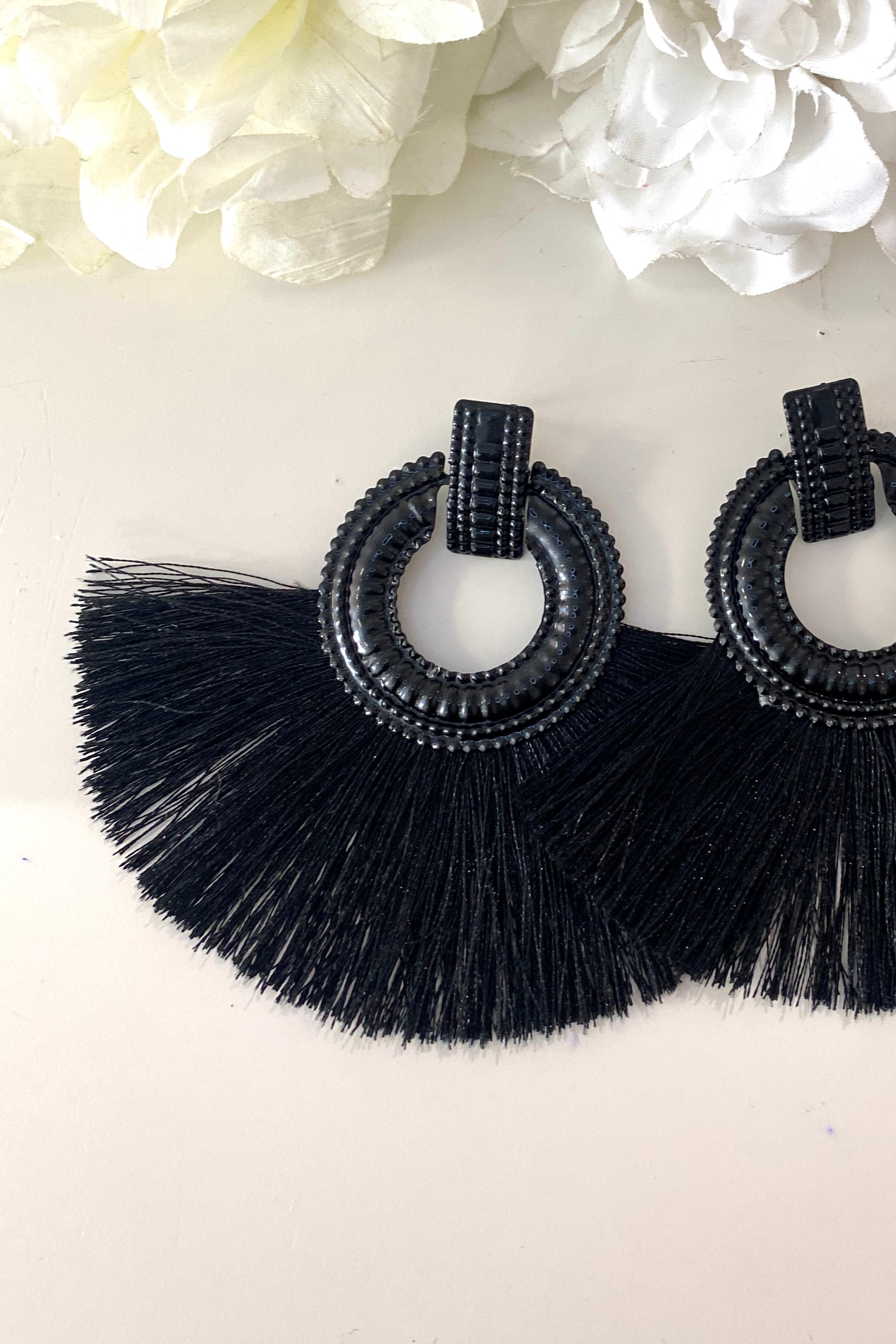 Palermo Silk Earrings with Bordeaux Fringe