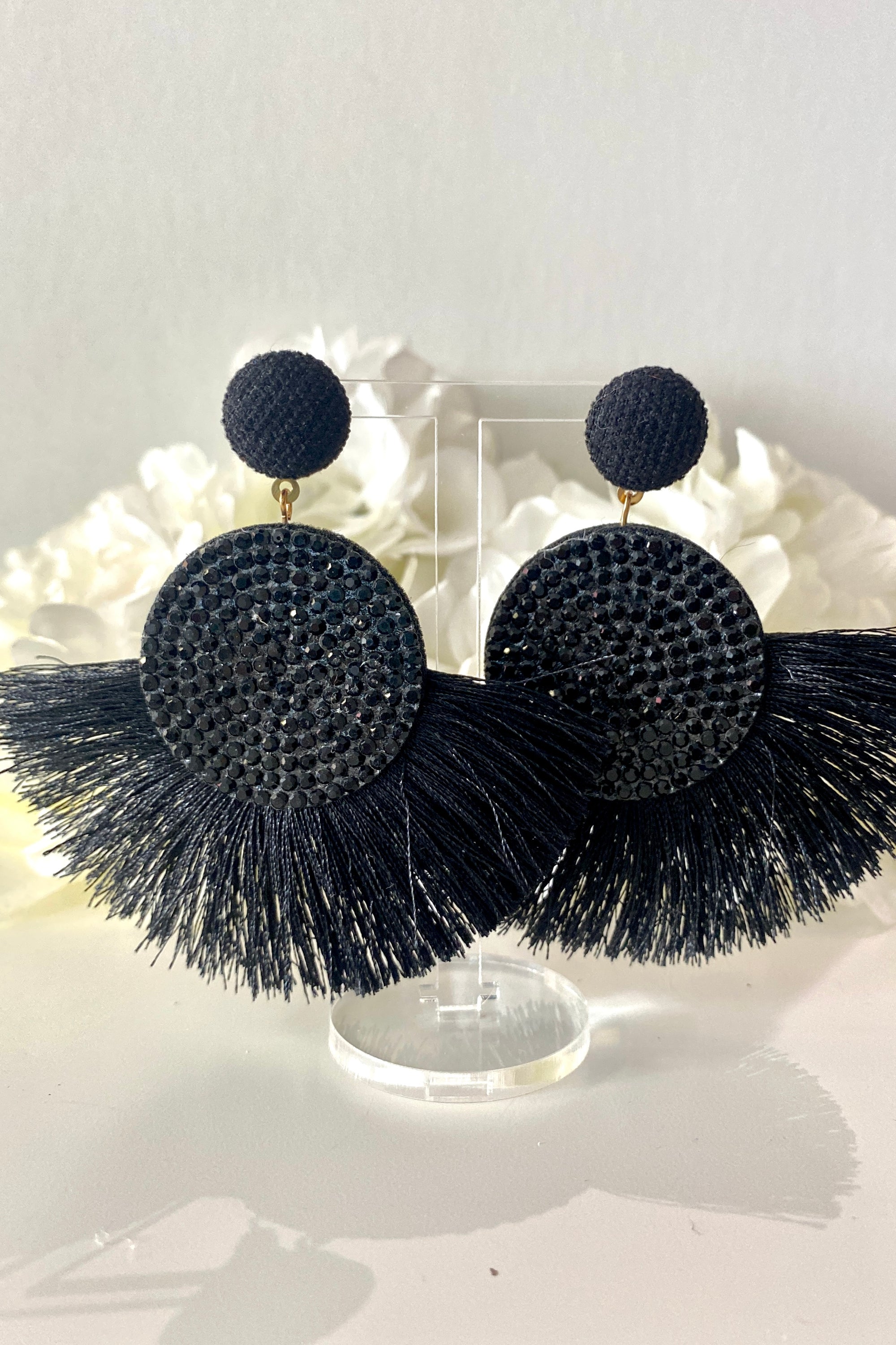 Pendientes Circular Flecos Negro