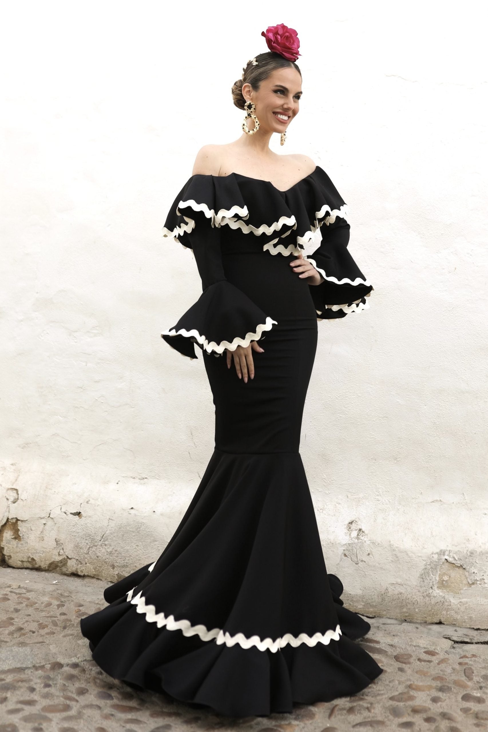 Vestido Flamenca Fabiola Negro y Blanco