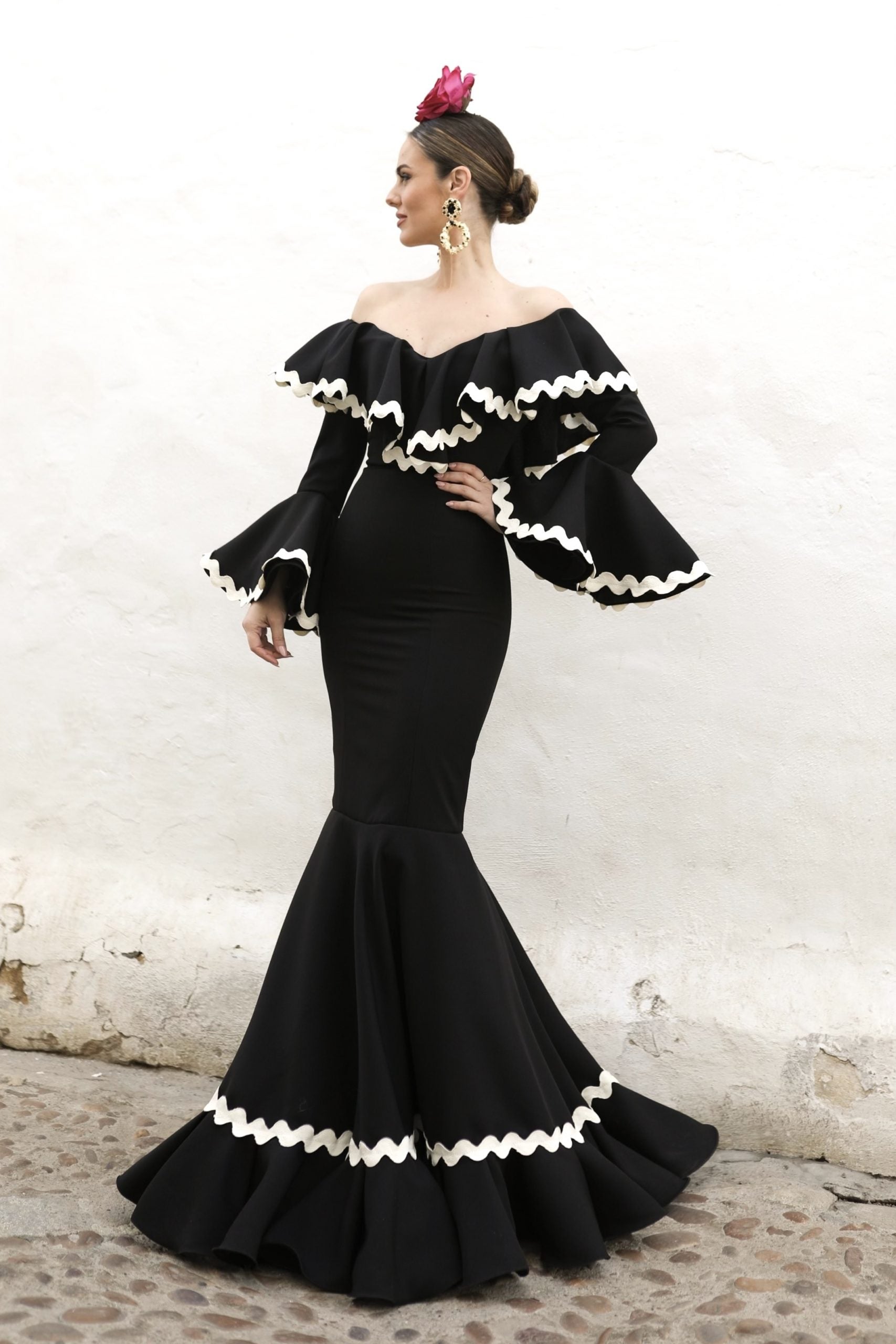 Vestido Flamenca Fabiola Negro y Blanco
