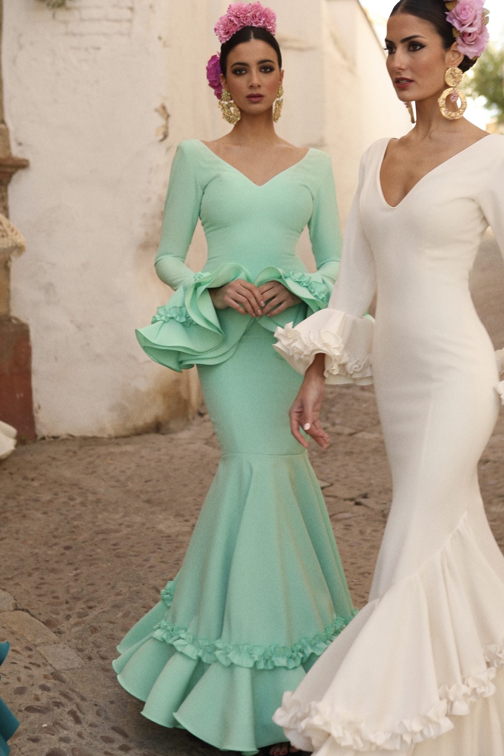 Vestido Flamenca Tulipán Verde Agua