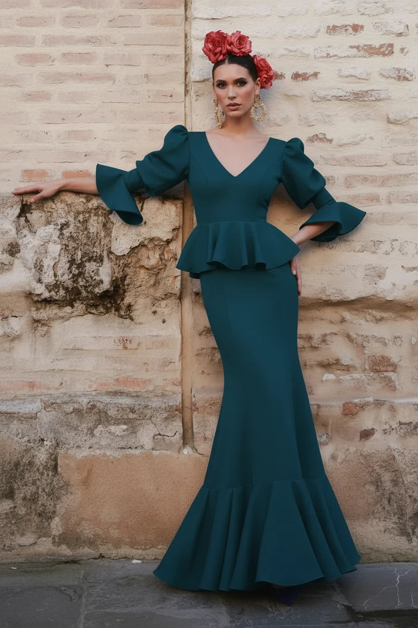 Vestido Flamenca Pepita Esmeralda