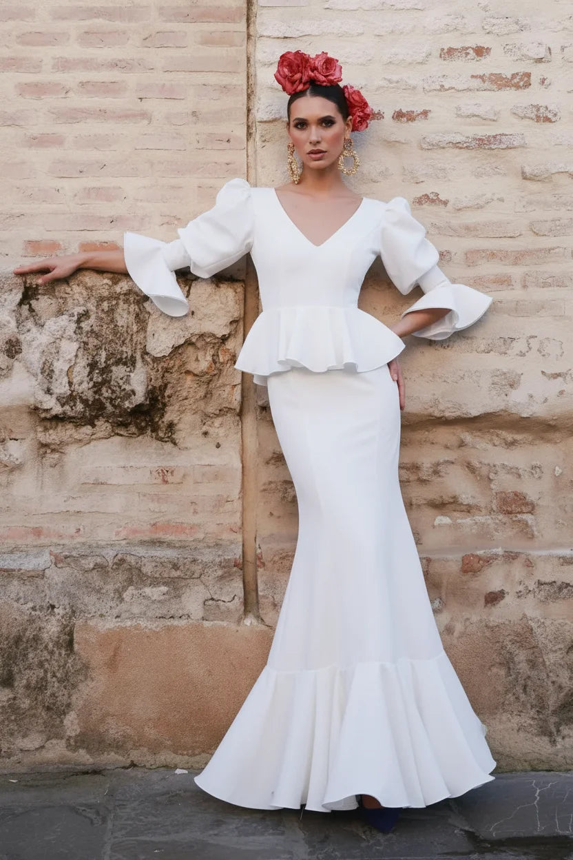 Vestido Flamenca Pepita Blanco