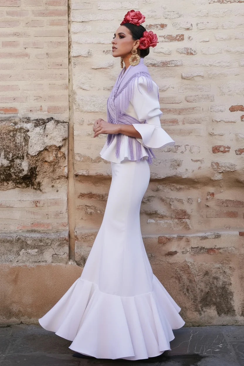 Vestido Flamenca Pepita Blanco