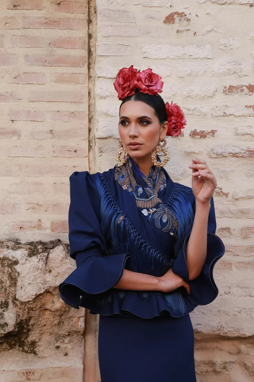 Vestido Flamenca Pepita Azul Noche