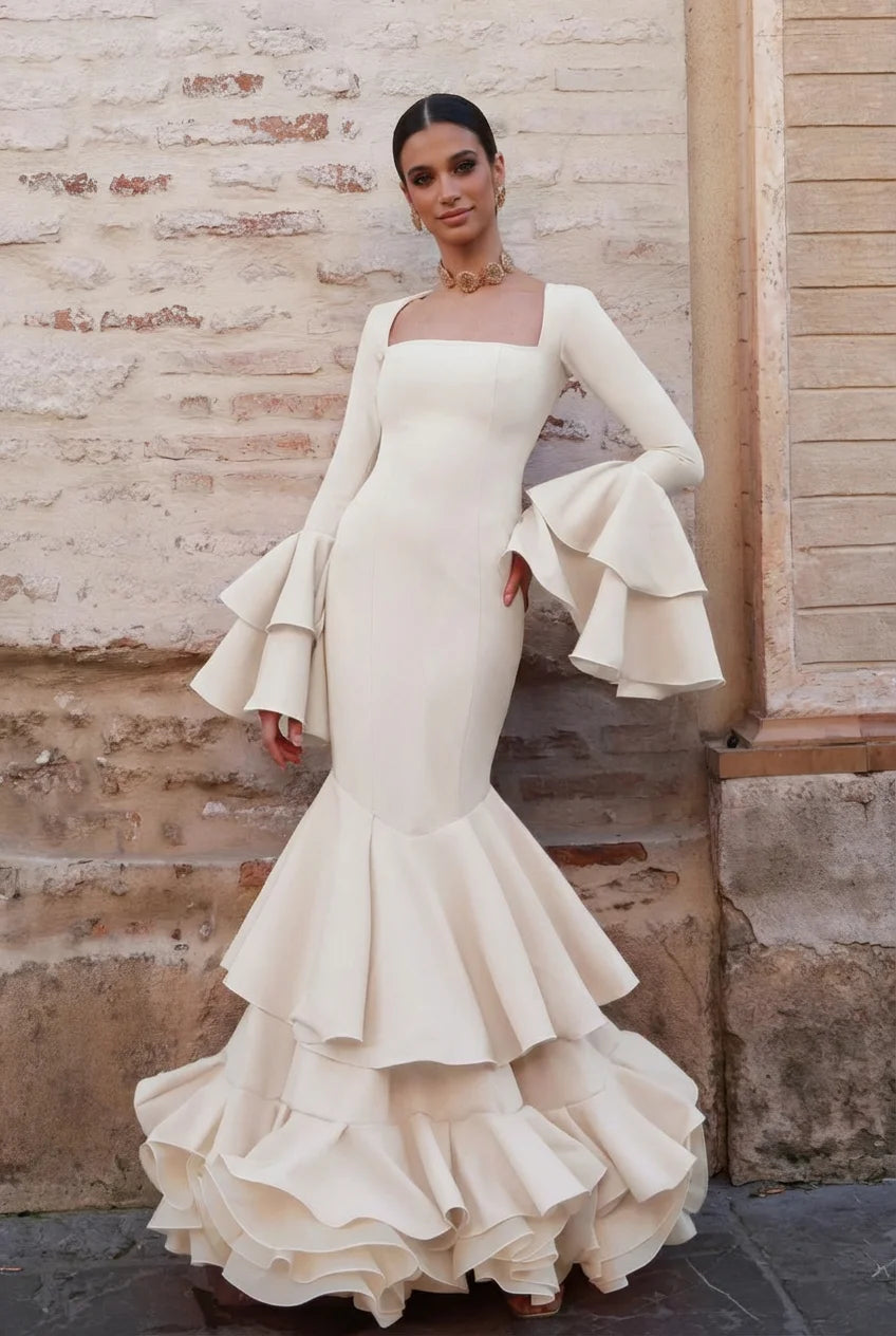 Vestido Flamenca Roberta Beige