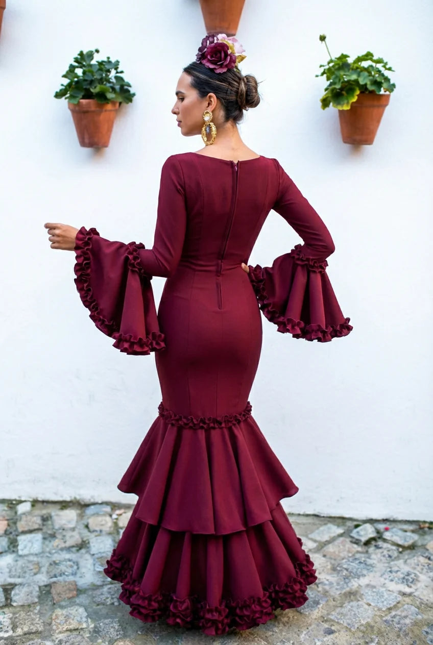 Vestido Flamenca Julieta Burdeos – Sibilina