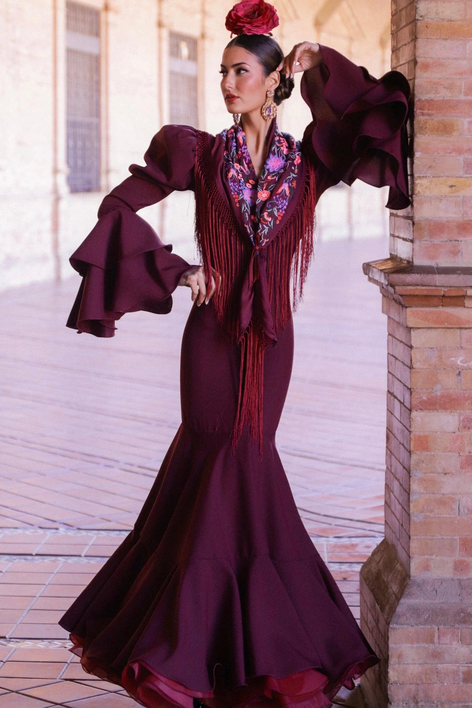 Vestido Flamenca Alba Burdeos