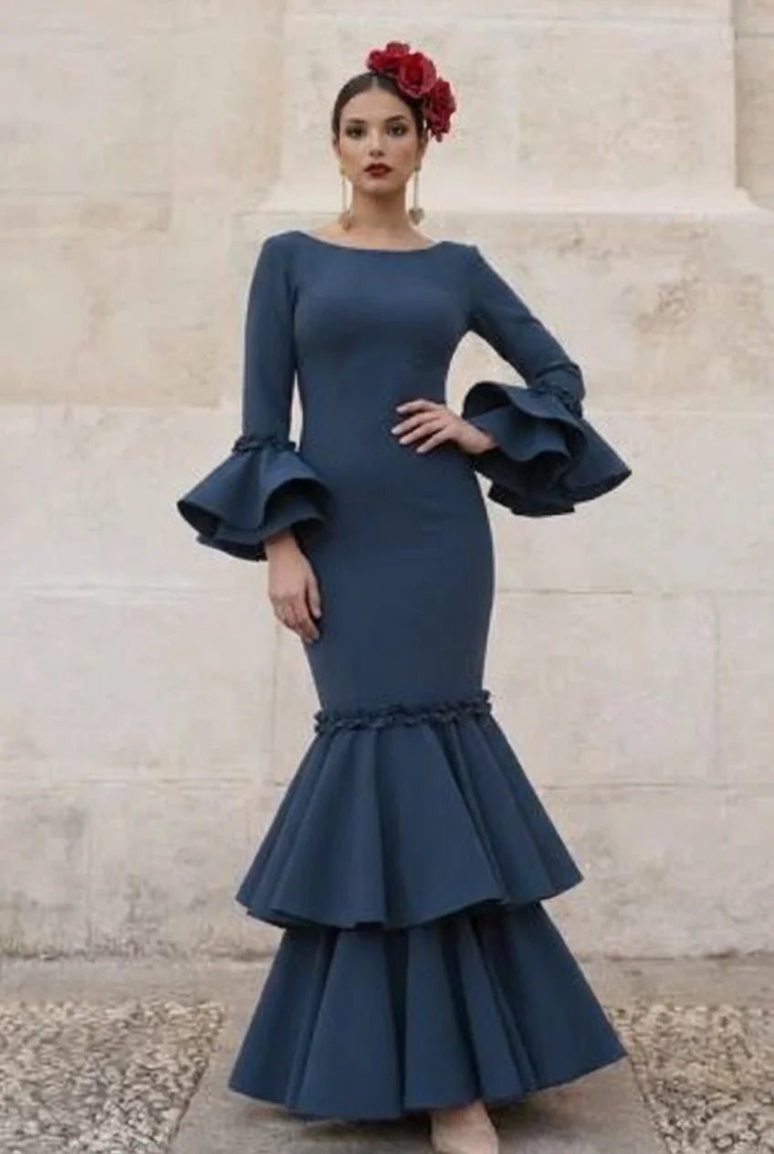 Vestido Flamenca Clavel Plomo