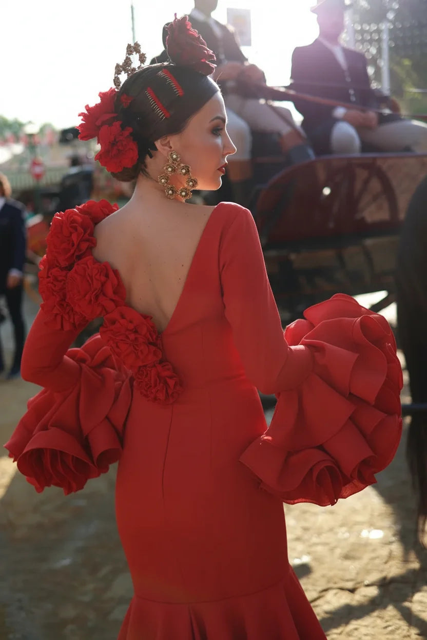 Vestido Flamenca Helena Rojo Sangre