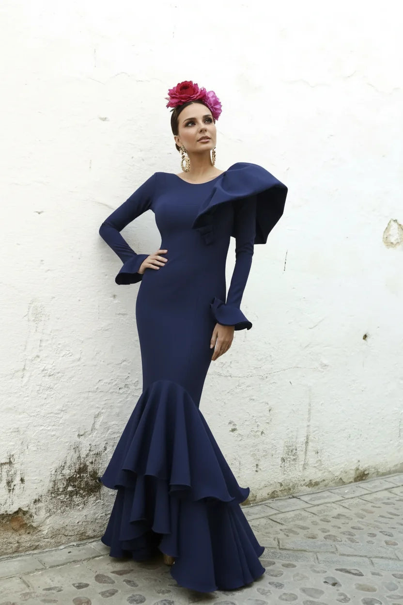 Vestido Flamenca Jimena Azul Noche