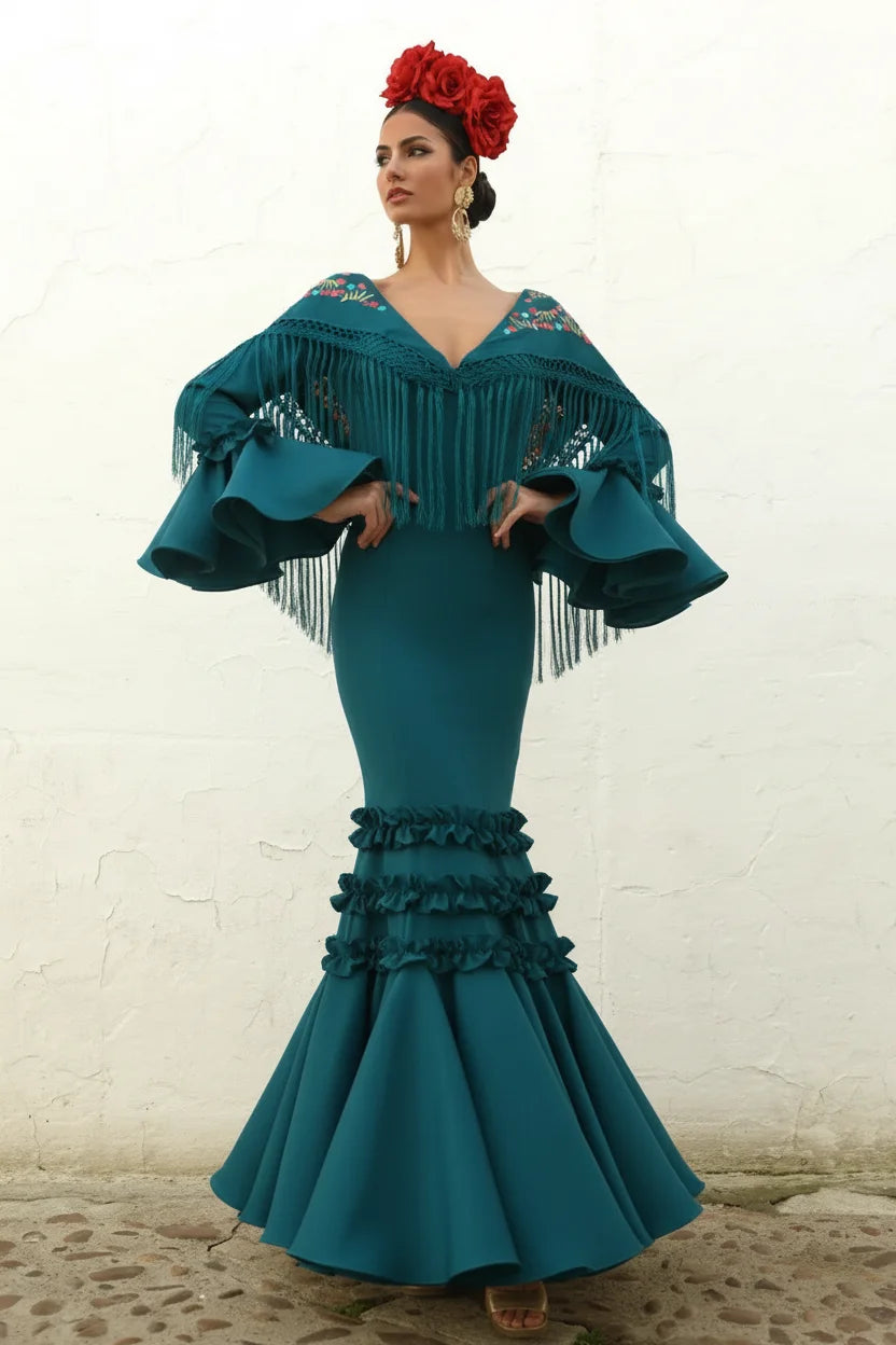 Vestido Flamenca Luisa Verde Botella
