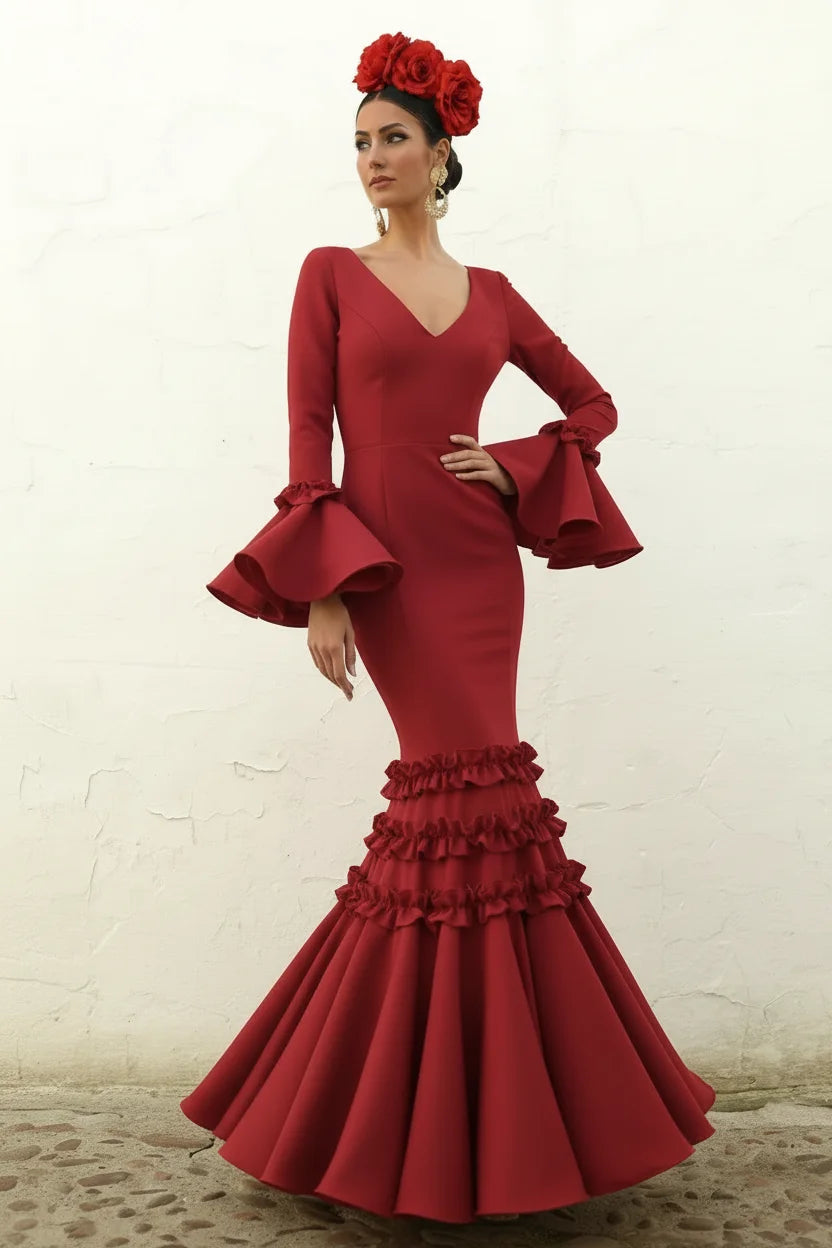 Vestido Flamenca Luisa Rojo Sangre