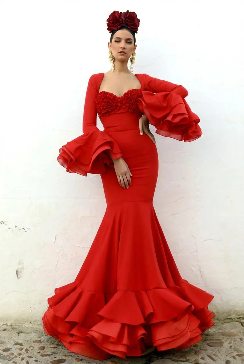 Vestido Flamenca Malena Rojo
