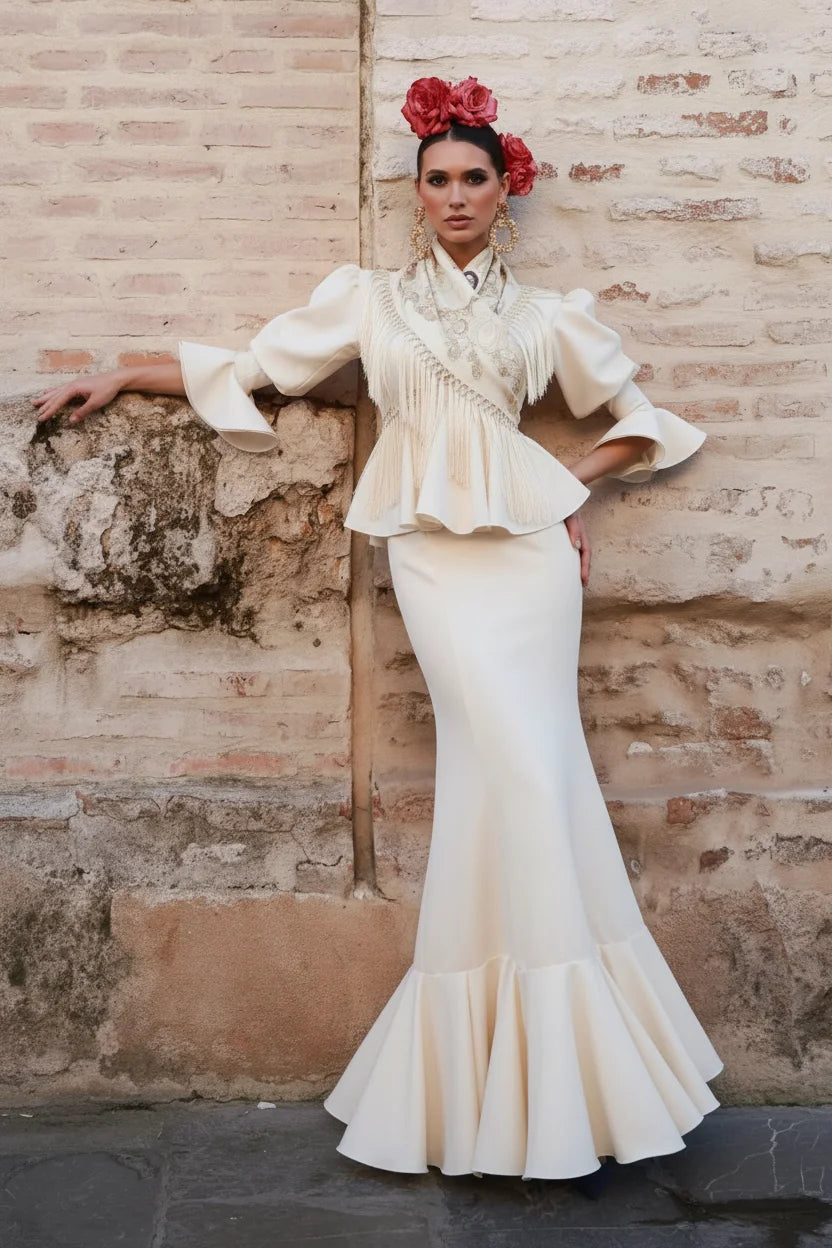 Vestido Flamenca Pepita Beige
