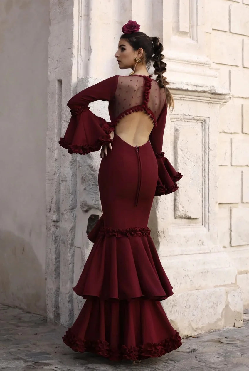 Vestido Flamenca Rocío Burdeos