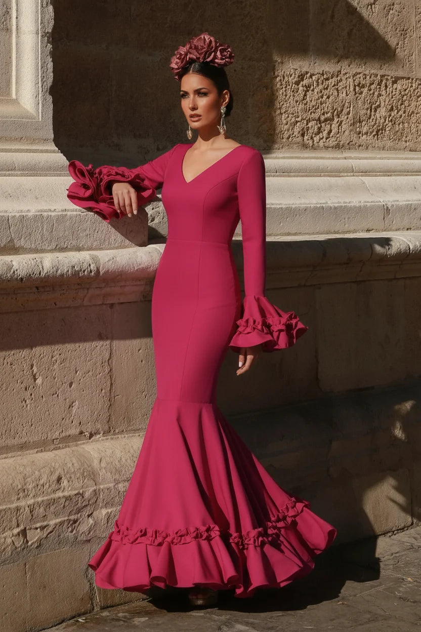 Vestido Flamenca Tulipán Fresa