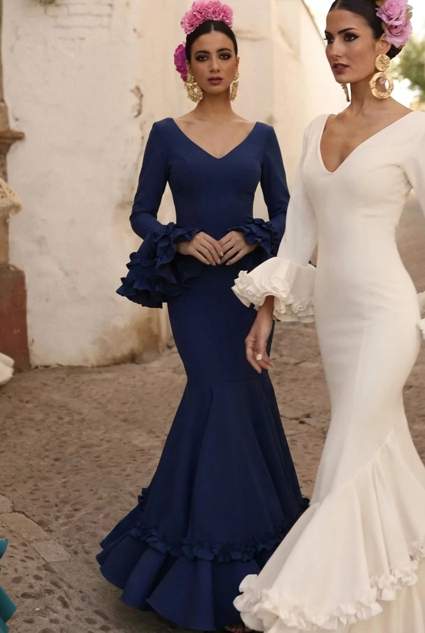 Vestido Flamenca Tulipán Azul Noche