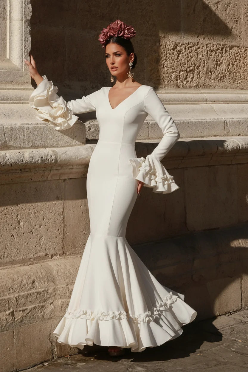 Vestido Flamenca Tulipán Beige