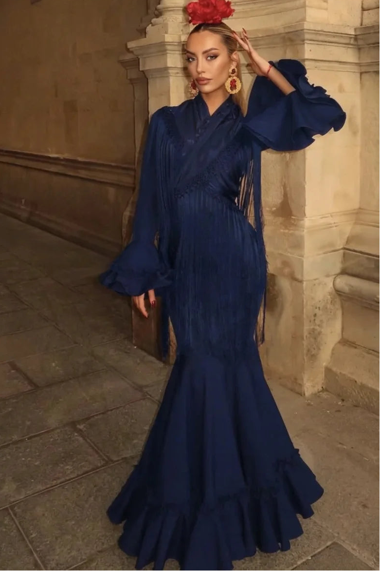 Vestido Flamenca Tulipán Azul Noche