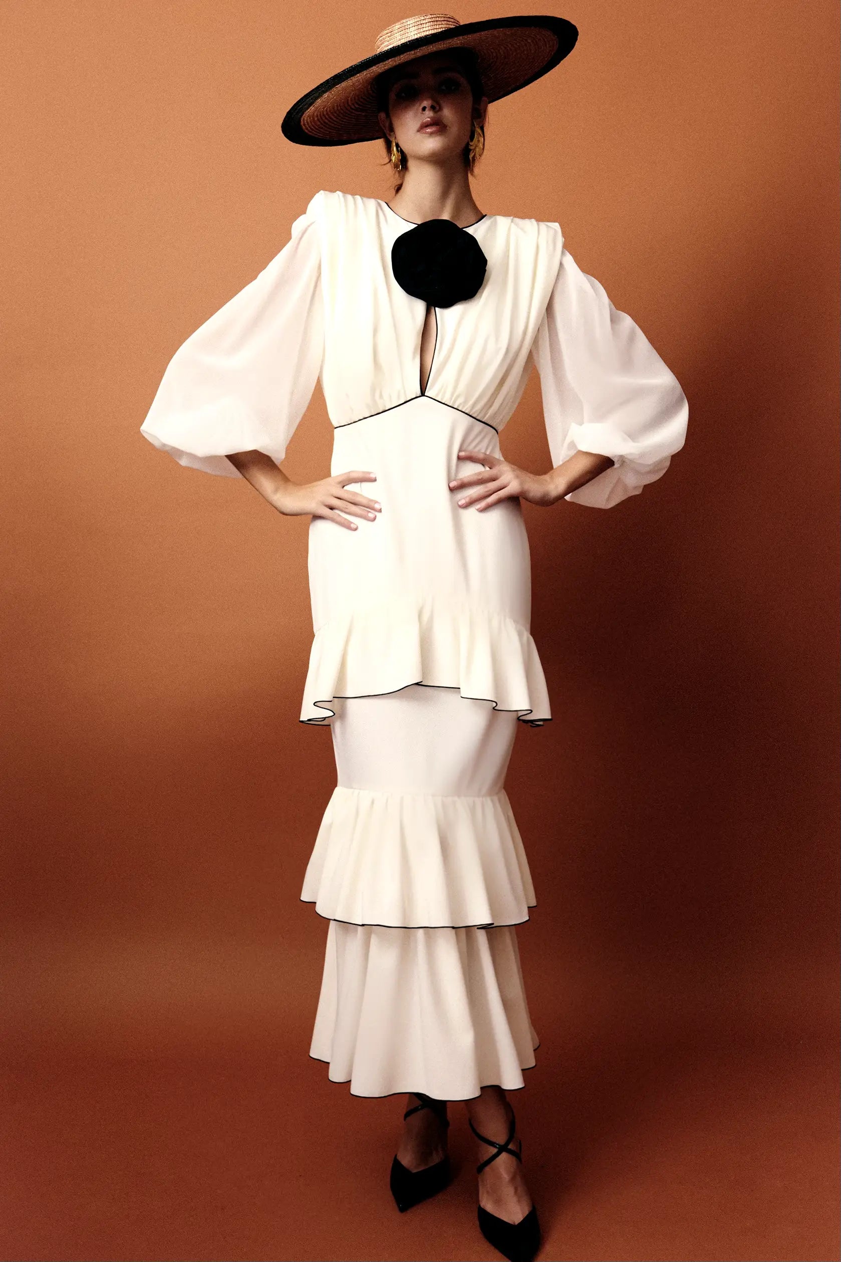 Vestido Alegría Beige Volantes