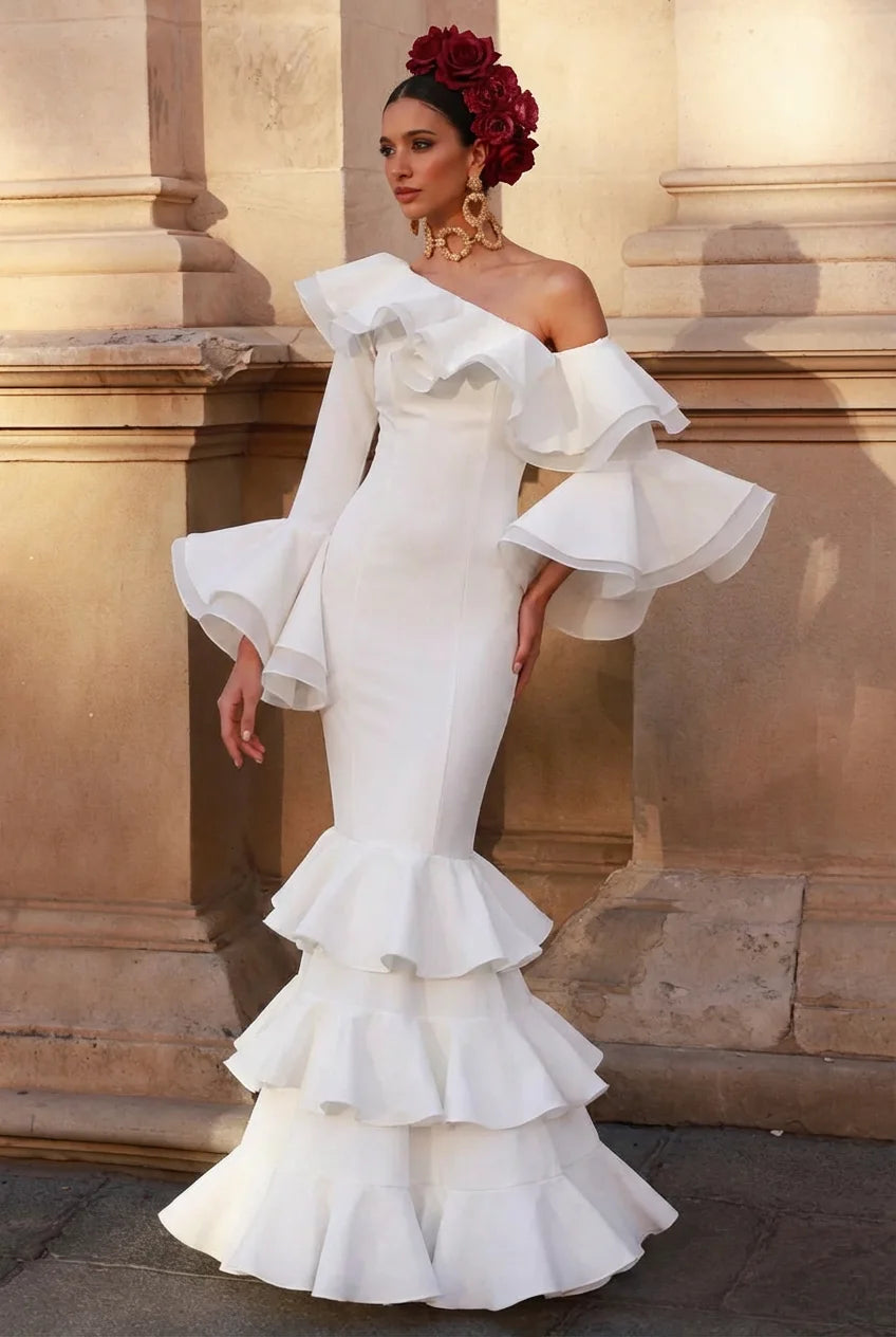Vestido Flamenca Letizia Blanco